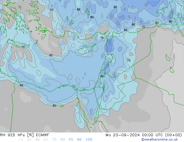 925 hPa Nispi Nem ECMWF Pzt 23.09.2024 00 UTC