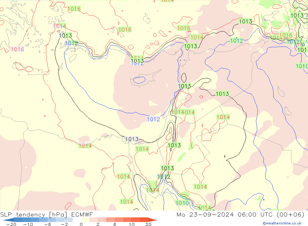 SLP tendency ECMWF Po 23.09.2024 06 UTC