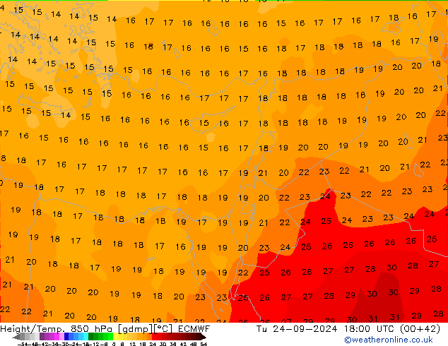 Z500/Rain (+SLP)/Z850 ECMWF вт 24.09.2024 18 UTC