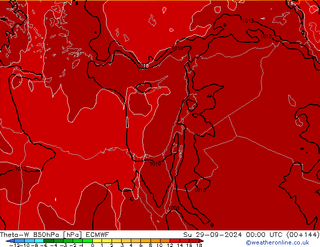 Theta-W 850гПа ECMWF Вс 29.09.2024 00 UTC