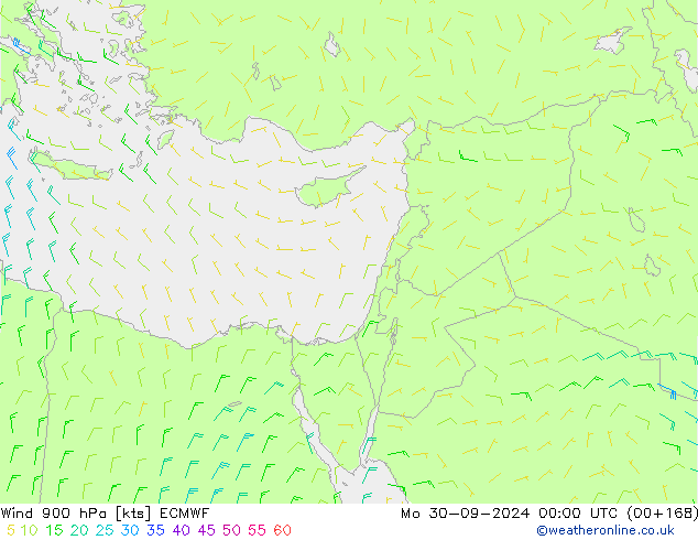 Viento 900 hPa ECMWF lun 30.09.2024 00 UTC