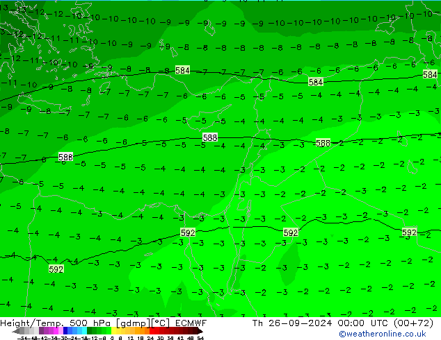 Z500/Rain (+SLP)/Z850 ECMWF czw. 26.09.2024 00 UTC