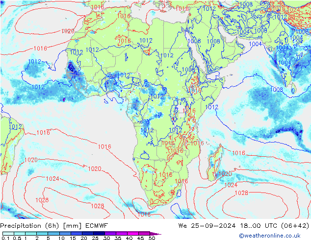 Z500/Rain (+SLP)/Z850 ECMWF mer 25.09.2024 00 UTC