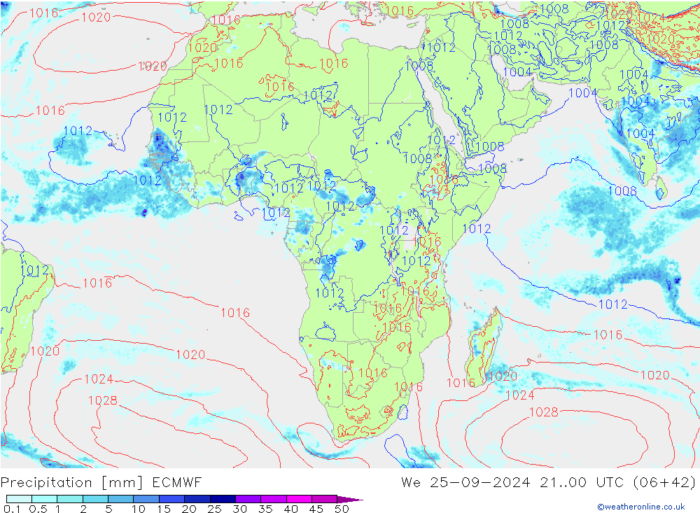 Precipitación ECMWF mié 25.09.2024 00 UTC