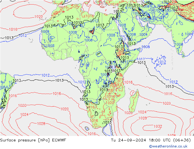 Pressione al suolo ECMWF mar 24.09.2024 18 UTC