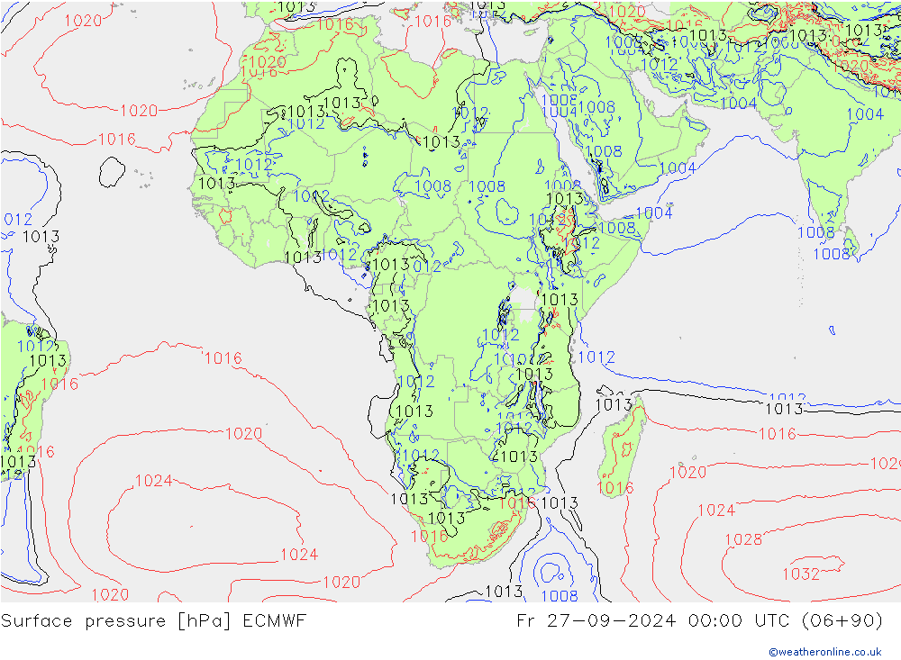 Surface pressure ECMWF Fr 27.09.2024 00 UTC