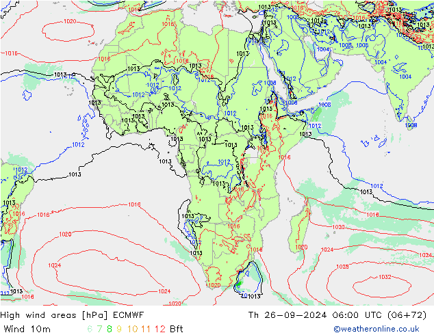 High wind areas ECMWF Th 26.09.2024 06 UTC