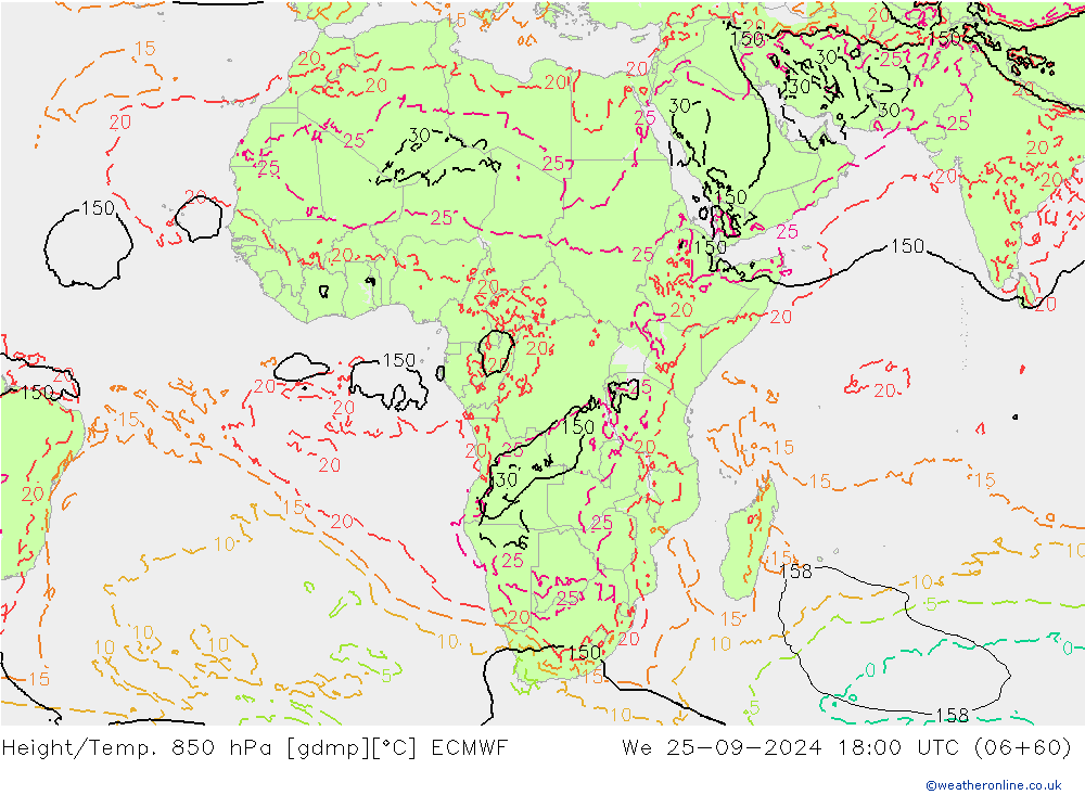 Z500/Rain (+SLP)/Z850 ECMWF mié 25.09.2024 18 UTC