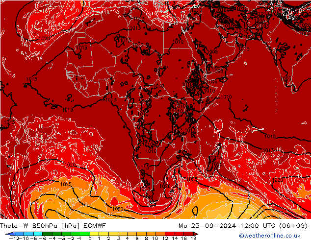 Theta-W 850hPa ECMWF lun 23.09.2024 12 UTC