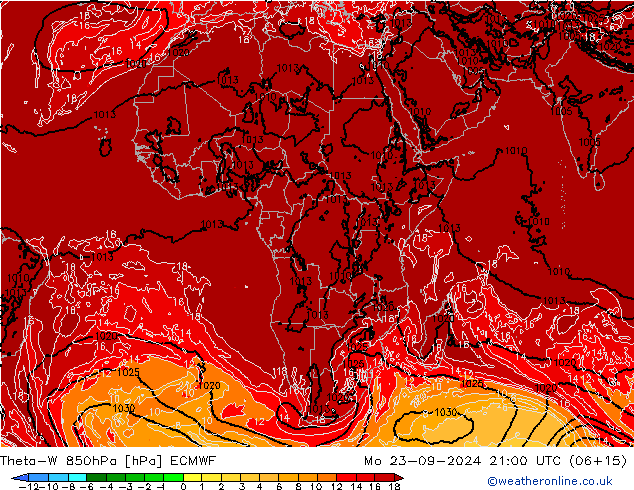 Theta-W 850hPa ECMWF Po 23.09.2024 21 UTC