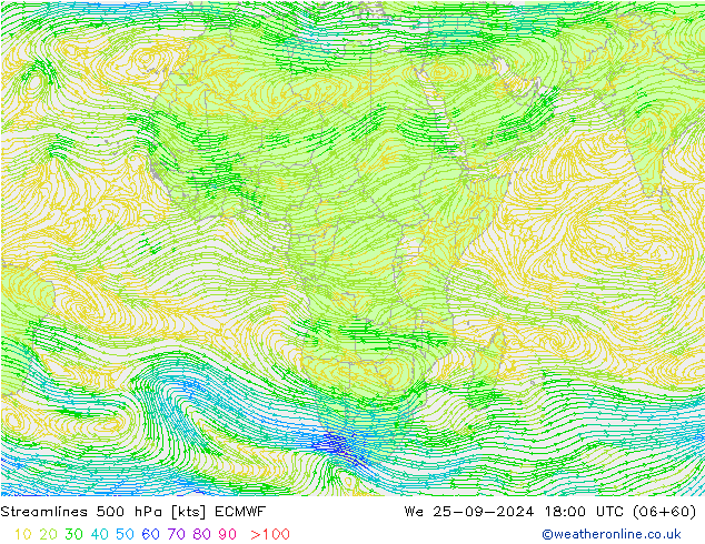 Streamlines 500 hPa ECMWF St 25.09.2024 18 UTC