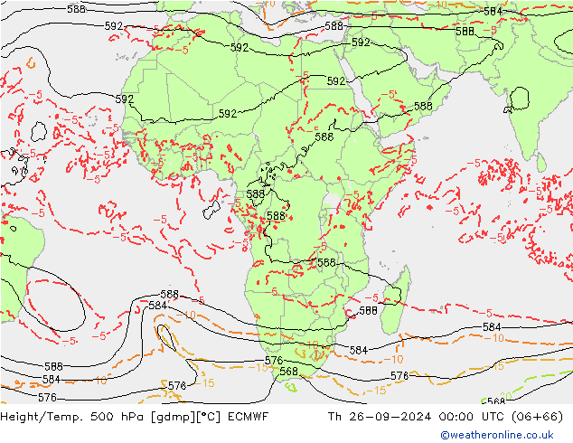 Z500/Rain (+SLP)/Z850 ECMWF Čt 26.09.2024 00 UTC