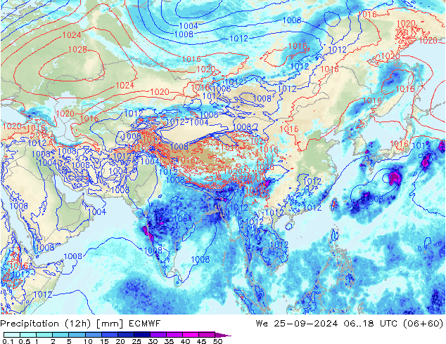 Nied. akkumuliert (12Std) ECMWF Mi 25.09.2024 18 UTC