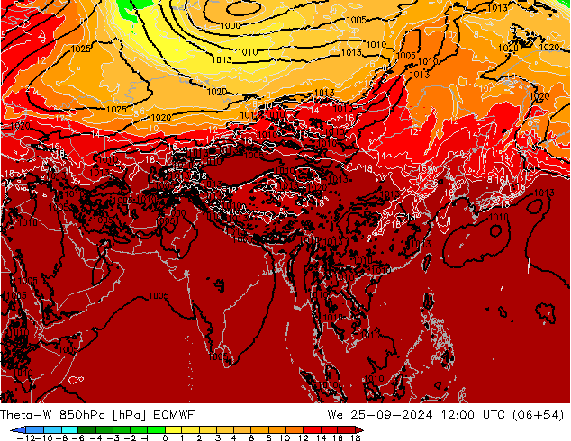 Theta-W 850hPa ECMWF  25.09.2024 12 UTC