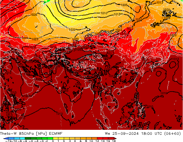 Theta-W 850hPa ECMWF We 25.09.2024 18 UTC