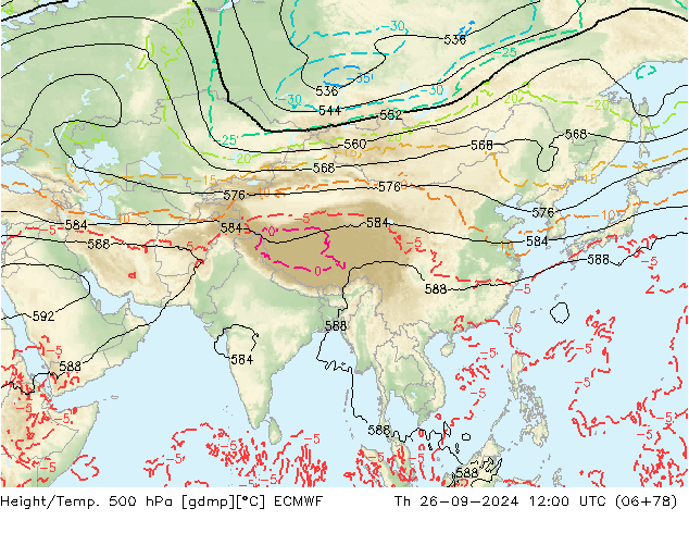 Z500/Rain (+SLP)/Z850 ECMWF jue 26.09.2024 12 UTC