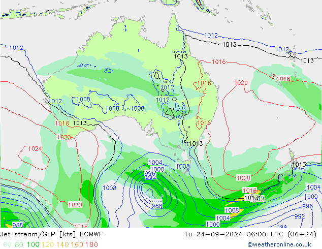 Corriente en chorro ECMWF mar 24.09.2024 06 UTC