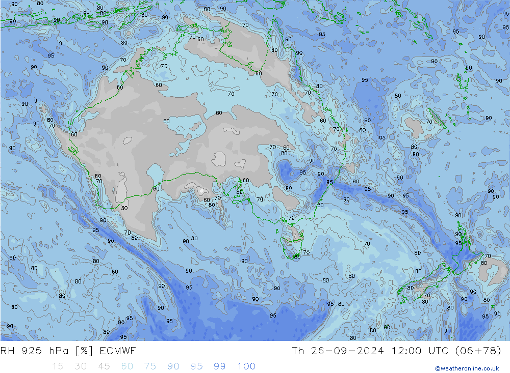 RH 925 hPa ECMWF Th 26.09.2024 12 UTC