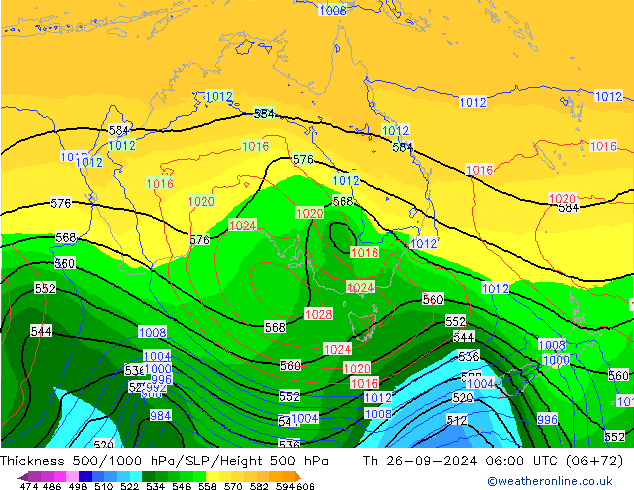 500-1000 hPa Kalınlığı ECMWF Per 26.09.2024 06 UTC