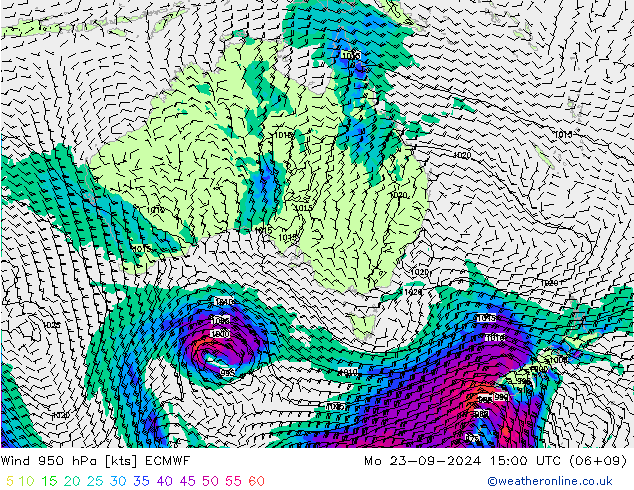 Wind 950 hPa ECMWF ma 23.09.2024 15 UTC