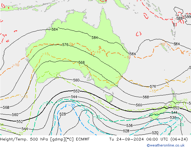 Z500/Rain (+SLP)/Z850 ECMWF Di 24.09.2024 06 UTC