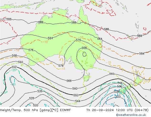 Z500/Rain (+SLP)/Z850 ECMWF jeu 26.09.2024 12 UTC