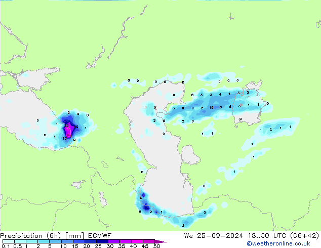 Z500/Rain (+SLP)/Z850 ECMWF śro. 25.09.2024 00 UTC