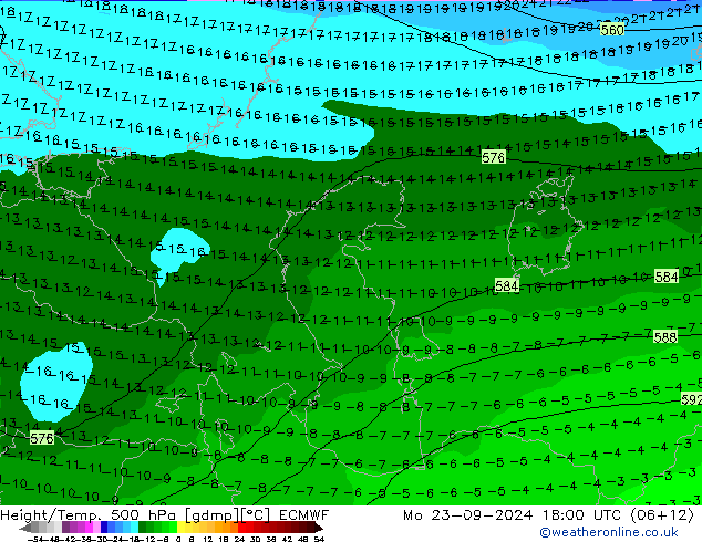 Z500/Rain (+SLP)/Z850 ECMWF Mo 23.09.2024 18 UTC