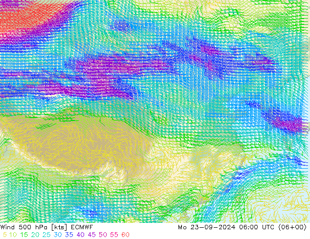 Wind 500 hPa ECMWF Po 23.09.2024 06 UTC