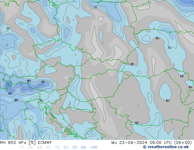 RH 850 hPa ECMWF Mo 23.09.2024 06 UTC