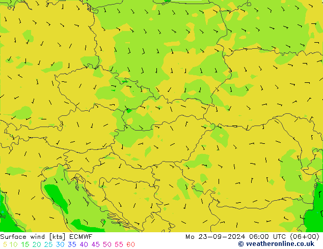 ветер 10 m ECMWF пн 23.09.2024 06 UTC