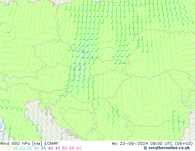 Wind 950 hPa ECMWF ma 23.09.2024 09 UTC