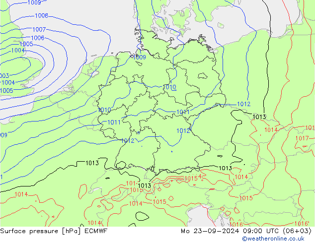 Bodendruck ECMWF Mo 23.09.2024 09 UTC