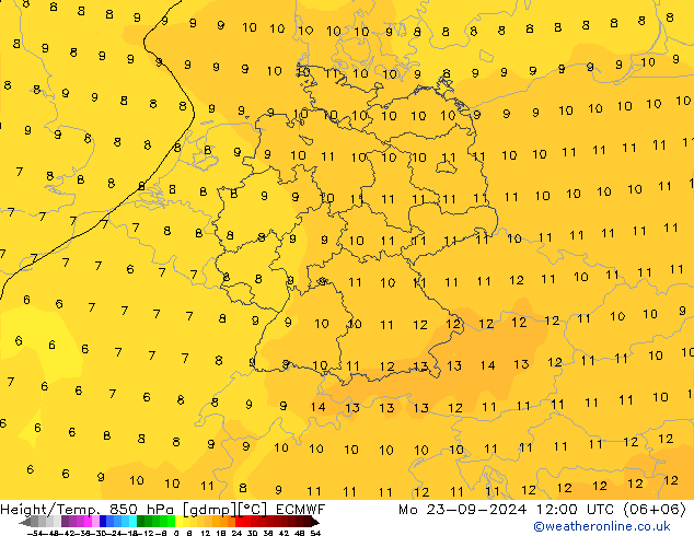 Z500/Rain (+SLP)/Z850 ECMWF Mo 23.09.2024 12 UTC