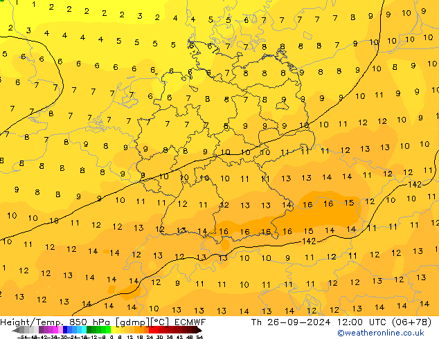 Z500/Rain (+SLP)/Z850 ECMWF Čt 26.09.2024 12 UTC