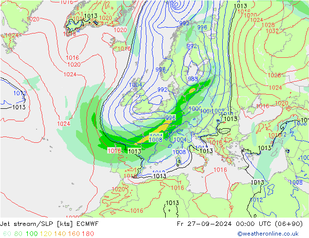 Courant-jet ECMWF ven 27.09.2024 00 UTC