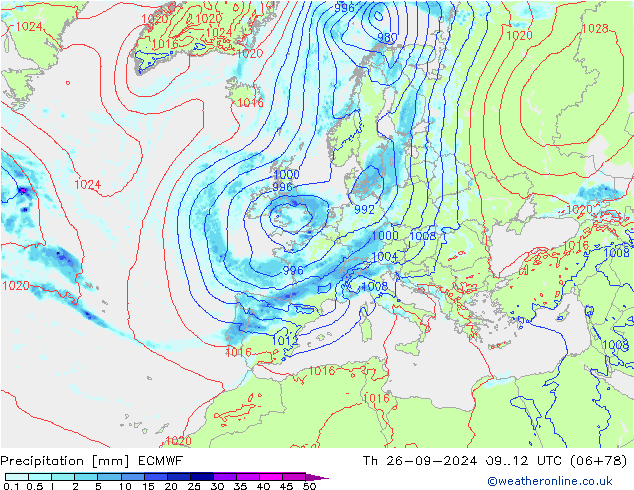 Precipitación ECMWF jue 26.09.2024 12 UTC