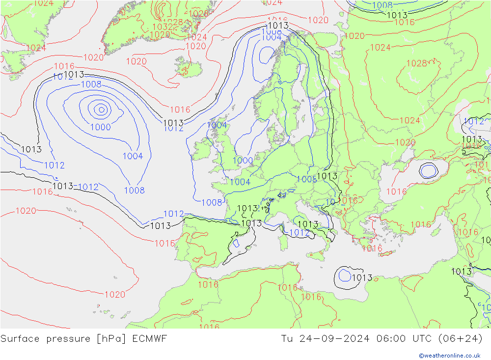 Pressione al suolo ECMWF mar 24.09.2024 06 UTC