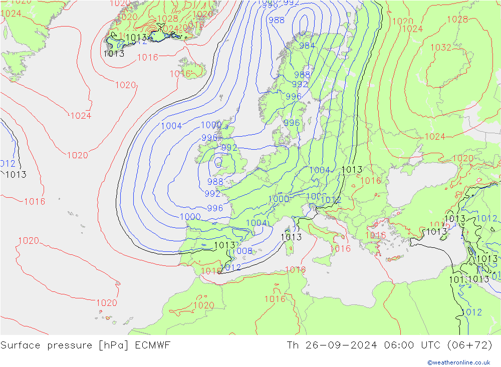 ciśnienie ECMWF czw. 26.09.2024 06 UTC