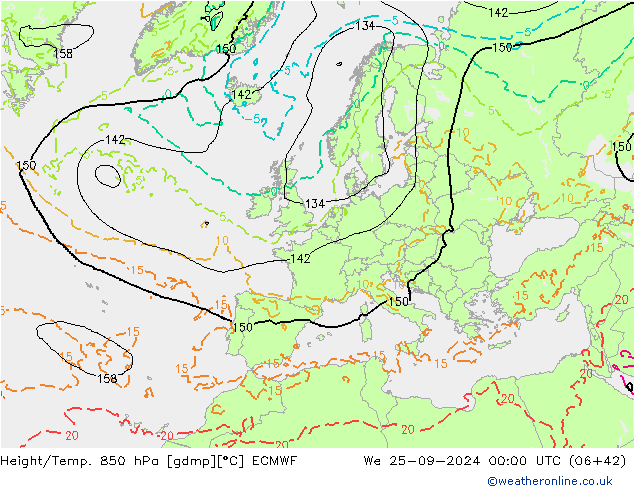 Z500/Rain (+SLP)/Z850 ECMWF mié 25.09.2024 00 UTC