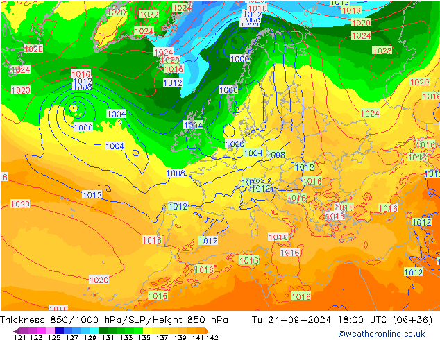 850-1000 hPa Kalınlığı ECMWF Sa 24.09.2024 18 UTC