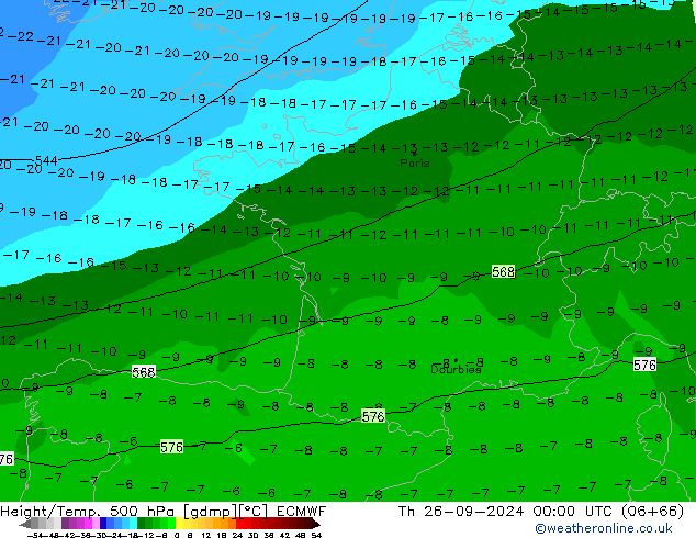 Z500/Rain (+SLP)/Z850 ECMWF Th 26.09.2024 00 UTC