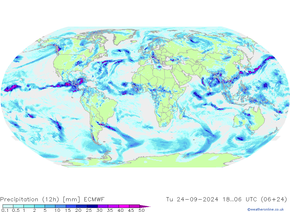 Yağış (12h) ECMWF Sa 24.09.2024 06 UTC