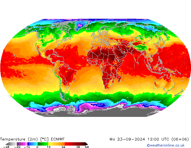 Sıcaklık Haritası (2m) ECMWF Pzt 23.09.2024 12 UTC