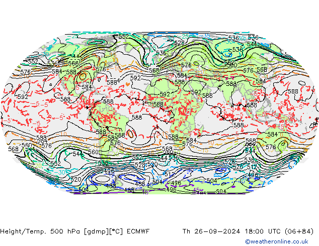 Height/Temp. 500 hPa ECMWF Th 26.09.2024 18 UTC