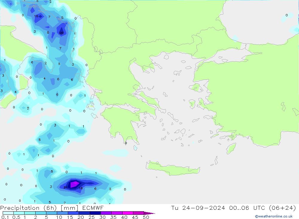 Z500/Rain (+SLP)/Z850 ECMWF Út 24.09.2024 06 UTC