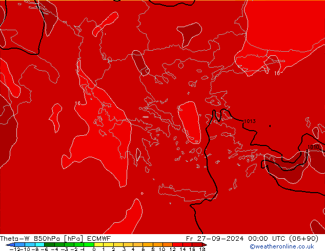 Theta-W 850hPa ECMWF ven 27.09.2024 00 UTC