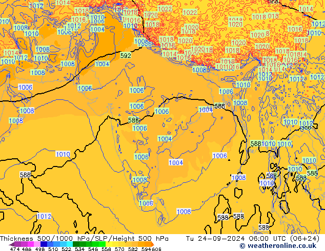 Thck 500-1000hPa ECMWF Tu 24.09.2024 06 UTC