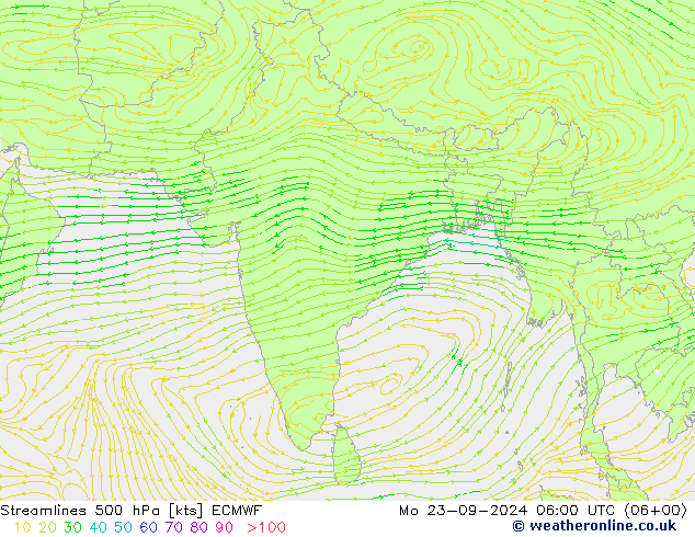 Linha de corrente 500 hPa ECMWF Seg 23.09.2024 06 UTC