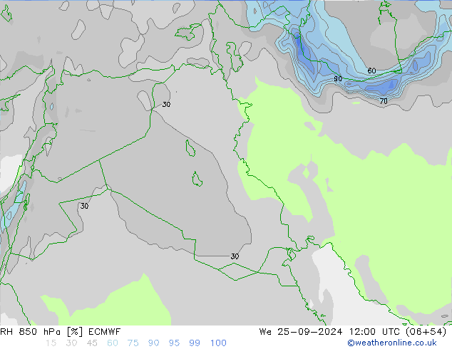 RH 850 hPa ECMWF  25.09.2024 12 UTC